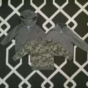 Toddler Camo Sweatshirt, Grey Zip Hoodie & Grey Fleece 1/4 Zip